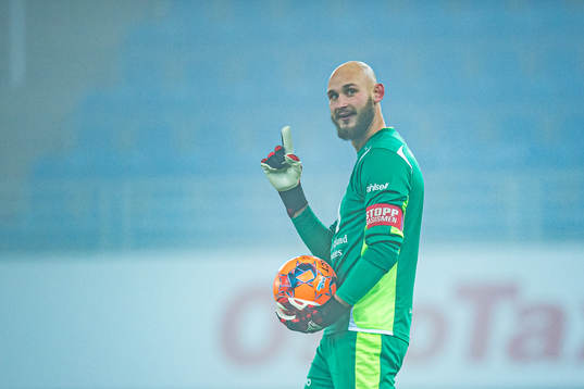 Øystein Øvretveit of Jerv afterer saving a penalty kick
