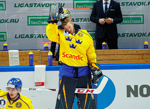 Goalkeeper Magnus Hellberg of Sweden