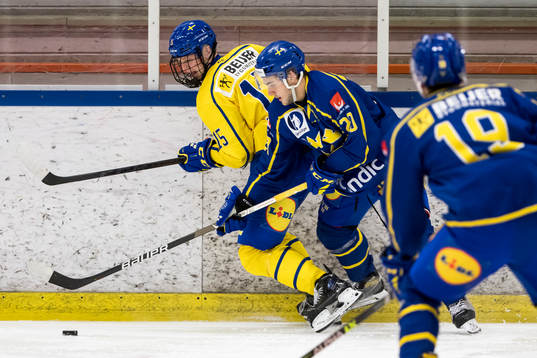 Sverige U18 Filip Bystedt och Sverige U19 Markus Limpar