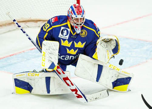 Goalkeeper Adam Reideborn of Sweden