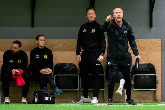 Hammarbys tränare Fredrik Samuelsson och Pontus Johansson