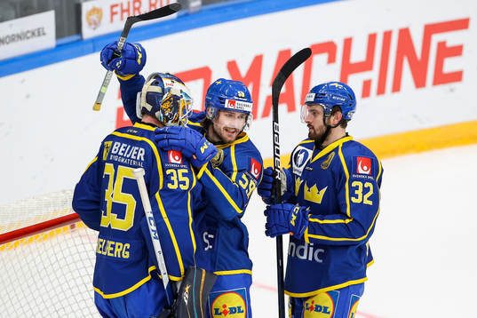 Goalkeeper Magnus Hellberg, Linus Johansson and Lukas