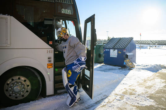 Goaltender Jesper Wallstedt of the Swedish under-20