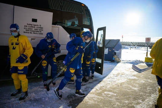 Players of the Swedish under-20 national ice hockey team