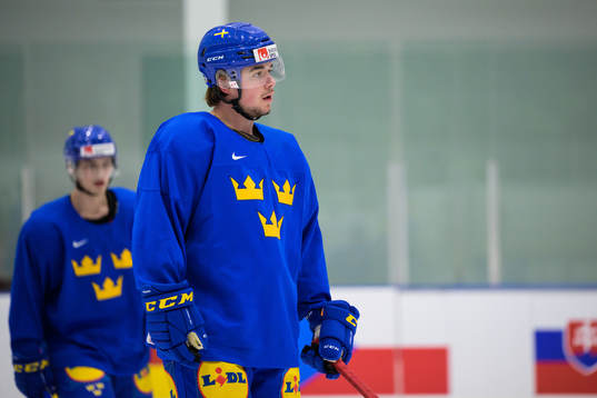 Alexander Holtz of the Swedish under-20 national ice hockey