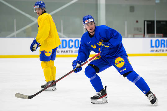 Alexander Holtz of the Swedish under-20 national ice hockey