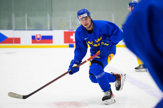 Alexander Holtz of the Swedish under-20 national ice hockey