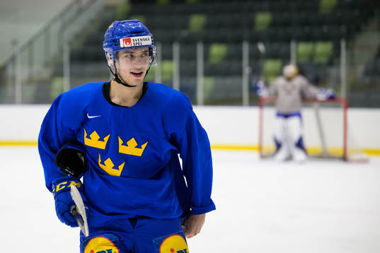 William Eklund of the Swedish under-20 national ice hockey