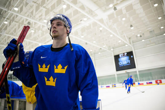 Anton Olsson of the Swedish under-20 national ice hockey