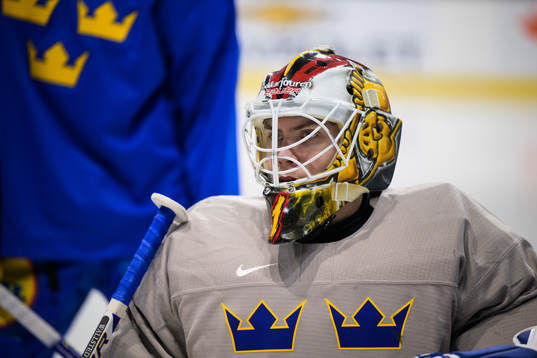 Goaltender Jesper Wallstedt of the Swedish under-20