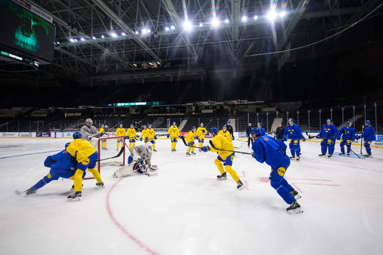 General view of the Swedish under-20 national ice hockey