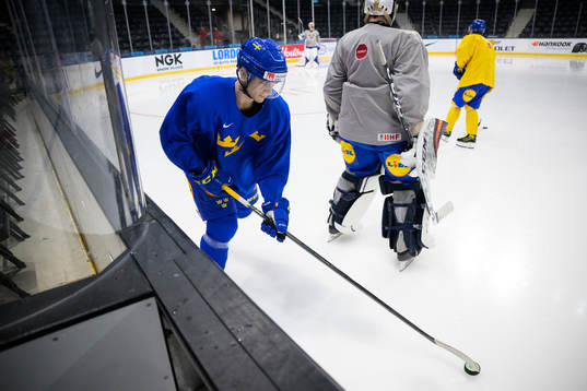 William Eklund of the Swedish under-20 national ice hockey