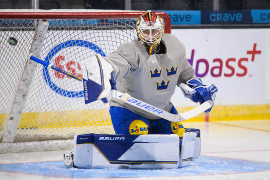Goaltender Jesper Wallstedt of the Swedish under-20