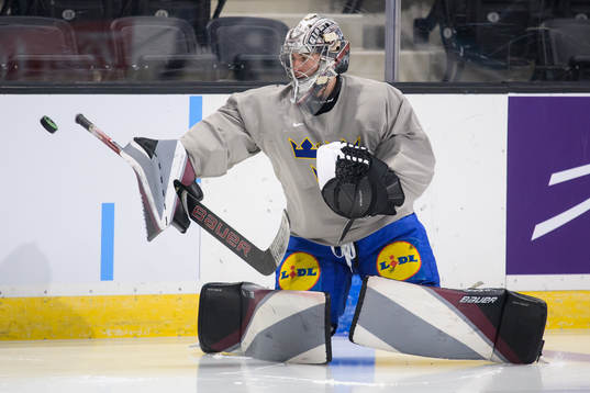 Goaltender Jesper Vikman of the Swedish under-20 national