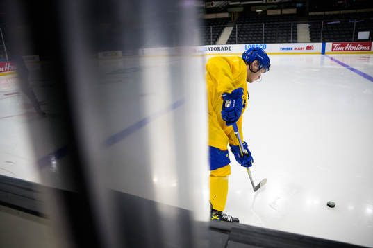 Zion Nybeck of the Swedish under-20 national ice hockey team