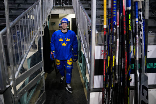 Anton Olsson of the Swedish under-20 national ice hockey