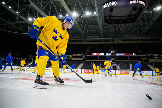 Zion Nybeck of the Swedish under-20 national ice hockey team