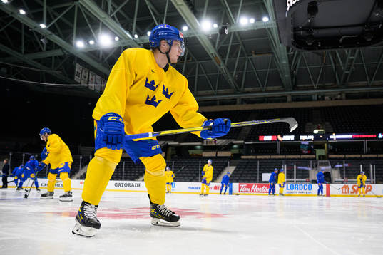 Zion Nybeck of the Swedish under-20 national ice hockey team