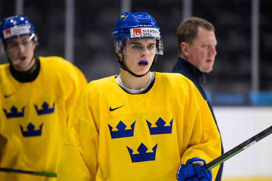 Elliot Ekmark of the Swedish under-20 national ice hockey
