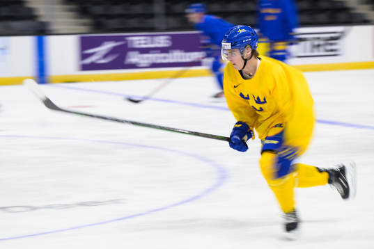 Elliot Ekmark of the Swedish under-20 national ice hockey