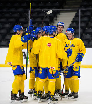 Players of the Swedish under-20 national ice hockey team