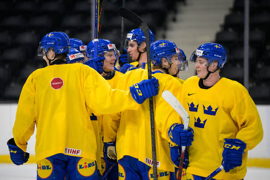 Players of the Swedish under-20 national ice hockey team
