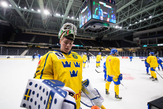Goaltender Calle Clang of the Swedish under-20 national ice