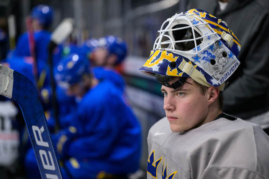 Goaltender Calle Clang of the Swedish under-20 national ice