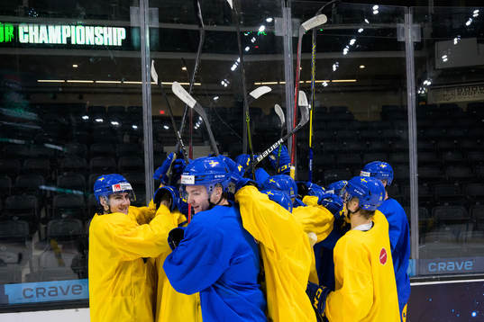 Players of the Swedish under-20 national ice hockey team