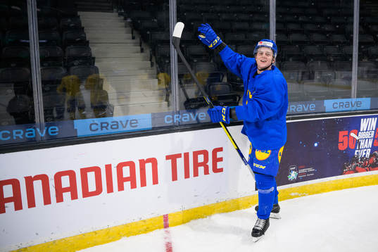 Emil Andrae of the Swedish under-20 national ice hockey