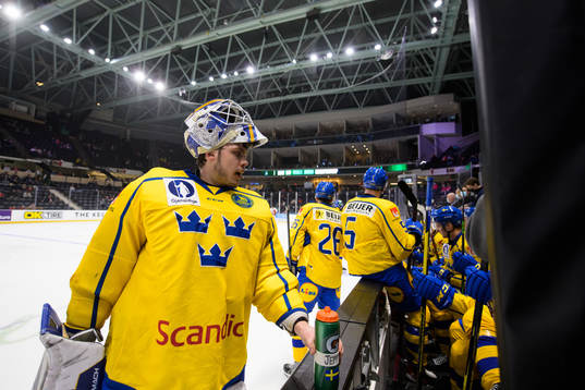 Goaltender Jesper Wallstedt of Sweden
