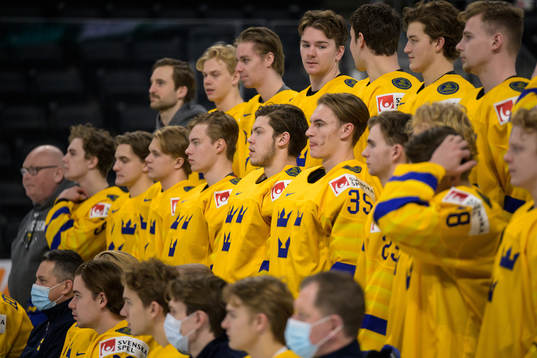 Goaltender Jesper Wallstedt of Sweden at a team photo shoot