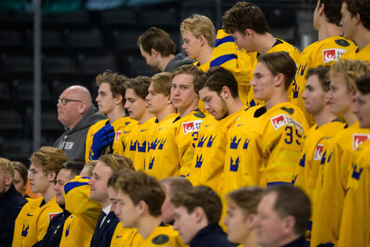 Goaltender Calle Clang of Sweden at a team photo shoot