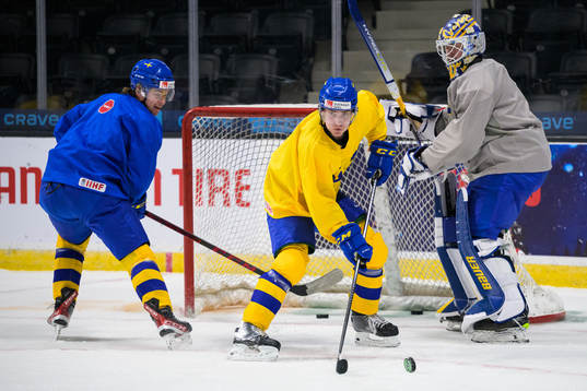 Alexander Holtz, Joel Nyström and goaltender Calle Clang