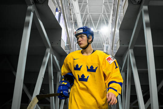 William Eklund of Sweden leaves warm-up