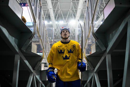 Simon Edvinsson of Sweden leaves warm-up