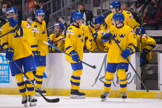 Emil Andrae and Simon Edvinsson of Sweden celebrate