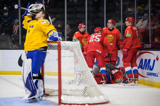Nikita Chibrikov of Russia lies down injured