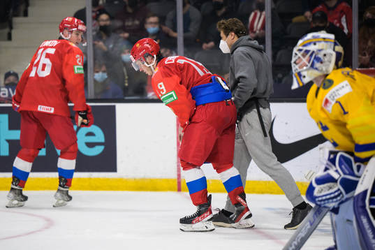 Nikita Chibrikov of Russia gets injured