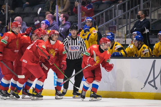 Matvei Michkov of Russia celebrates