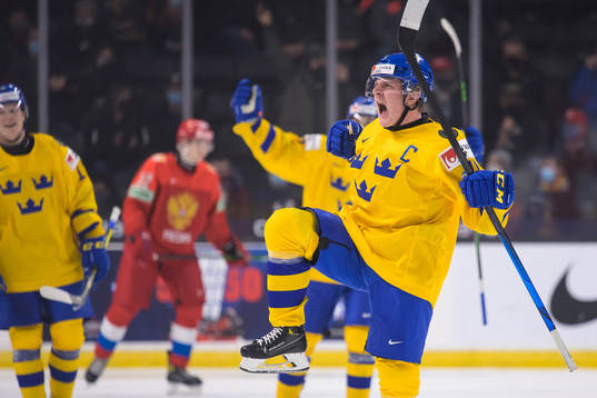 Emil Andrae of Sweden celebrates
