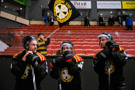 Brynäs Simon Bertilsson, Dmytro Timashov och Marcus Björk