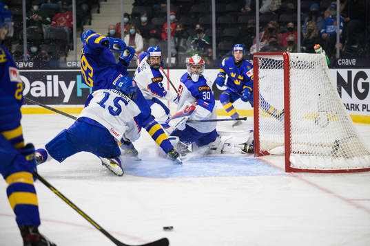 Goaltender Simon Latkoczy of Slovakia
