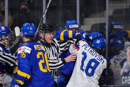Leo Lööf of Sweden fights against Servac Petrovsky of