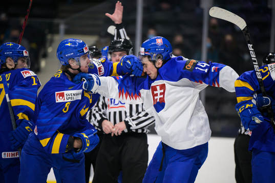Leo Lööf of Sweden in a fight with Maros Jedlicka of