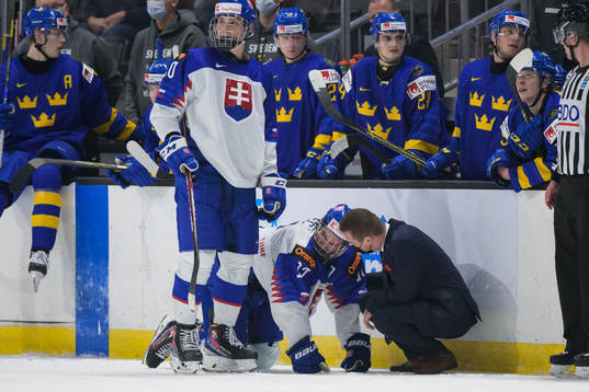 Simon Nemec of Slovakia lies down