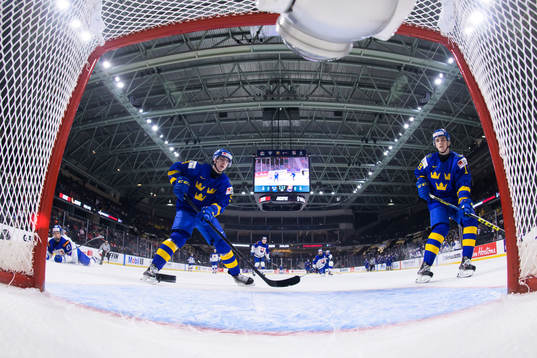 Daniel Ljungman of Sweden scores 3-0 in an empty net