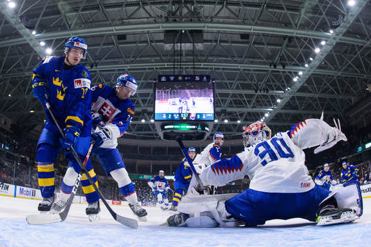 William Eklund of Sweden challenges Marko Stacha and