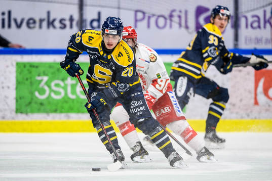 Södertäljes Nikola Pasic och Troja-Ljungbys Kevin Karlsson