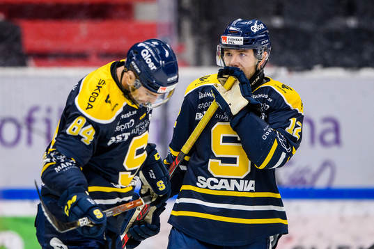 Södertäljes Dragan Umicevic och Matt Marcinew deppar